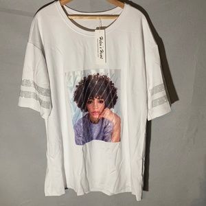 NWT Helen’s Heart White embellished tee Sz 1X